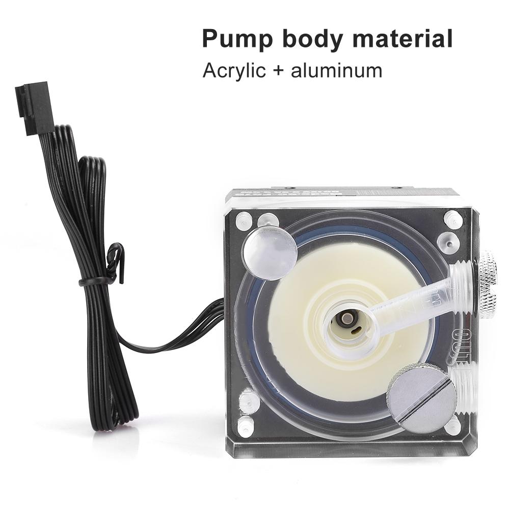 Water Cooling Pump Acrylic Aluminum Computer Accessory Heat Sink Mute for PWM Speed Control
