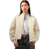 Calvin Klein Classic Letter Square Logo Baseball Collar Diamond Quilted Jacket Women outerwear Milk-White J224701