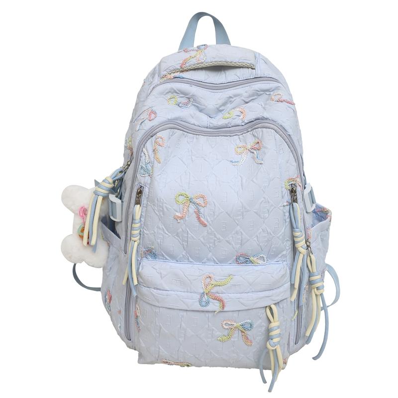 

Шкільний рюкзак для середньої школи Жіночий рюкзак з бантом для комп ютера Легкий Місткий Класний рюкзак синій