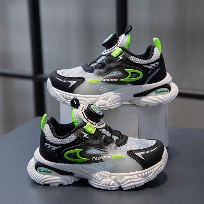 Girls' sneakers fashion knob children's shoes 2025 spring new mesh breathable non-slip girls' dad shoes