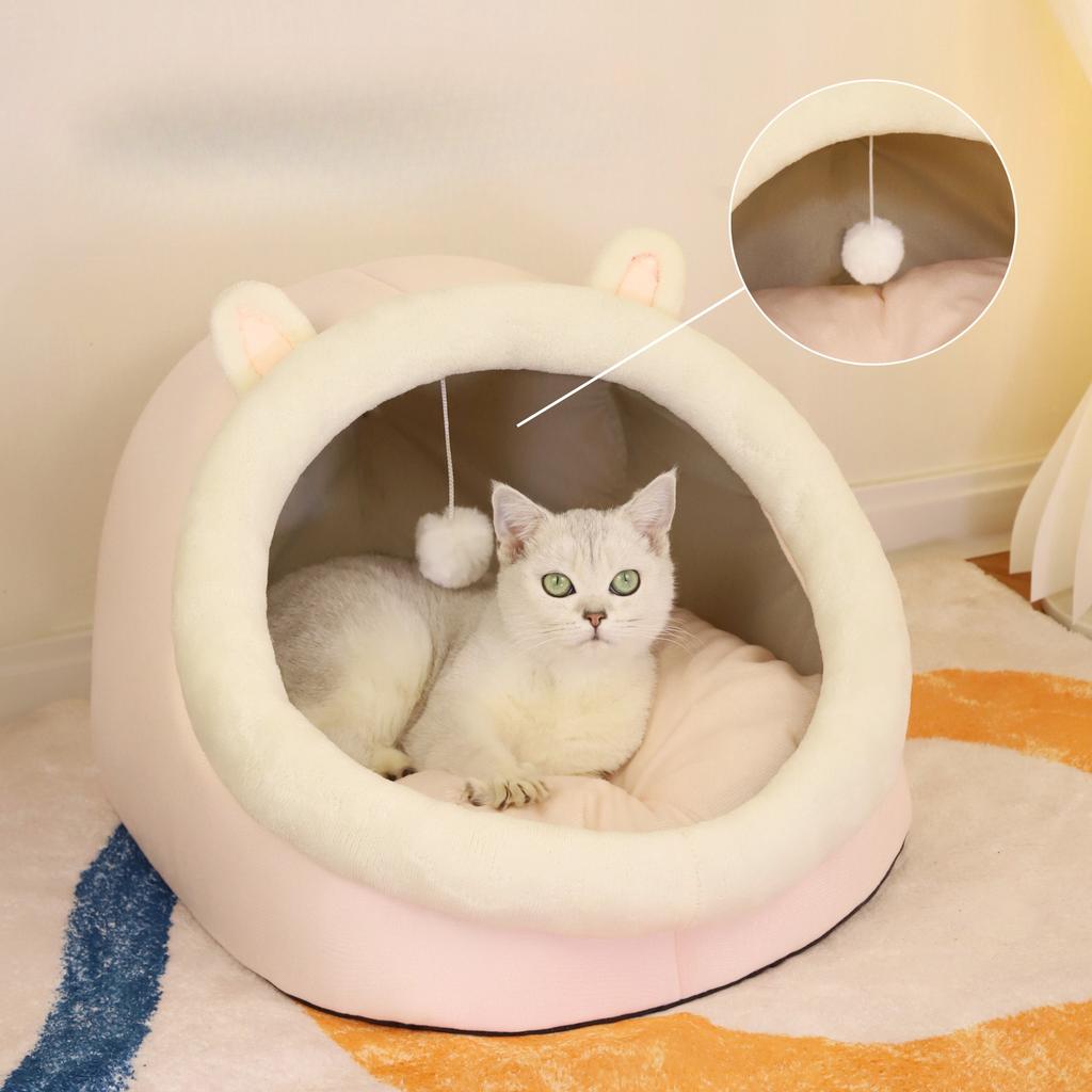 Haustierstreu Katzenstreu Winter warm Hundehütte vier Jahreszeiten universell Katzenhaus halbgeschlossen Katzenbett Haus warm