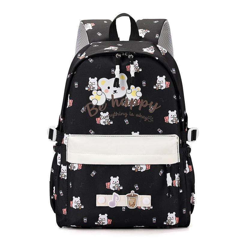 New backpack simple cartoon print student burden reduction schoolbag large capacity leisure travel backpack