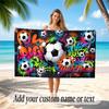 Soccer Theme Beach Towel Personalized Custom Name & Text Soft Quick Dry Beach Towel for Swimming Travel