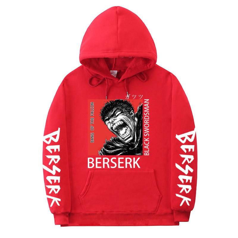 Berserk Anime Hooded Fleece Sweatshirt Men Women Loose Fit Streetwear Pullover Casual Sportswear