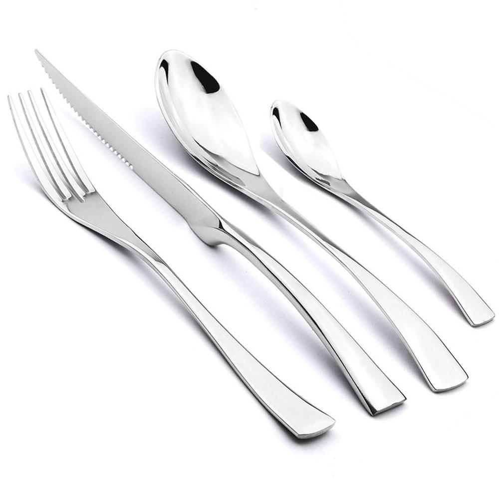 Food Tableware 24Pcs Rainbow Dinnerware 18/10 Stainless Steel Flatware Set Steak Knife Fork Spoon Teaspoon Cutlery Set