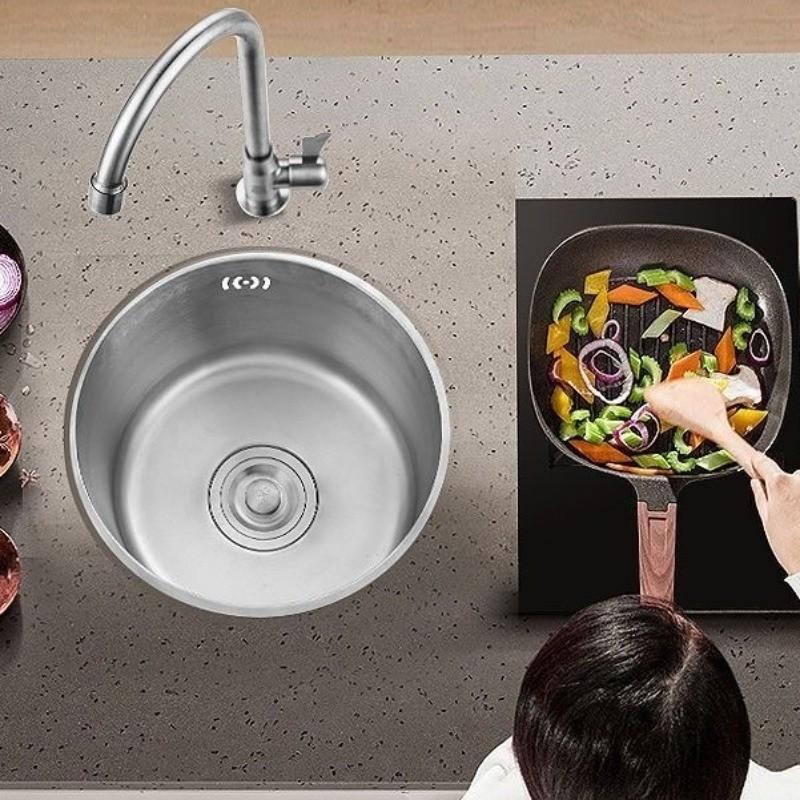 304 Lavabo Sottopiano Rotondo Nano Isola Bancone Bar Piccolo Singolo Lavello Cucina Lavello Acciaio Inox Lavabo Lavaggio Verdure
