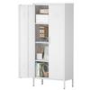 White 2-Door Metal Storage Cabinet with Adjustable Shelves, Ideal for Clothing Storage In Bedroom, Living Room, Office & Gym