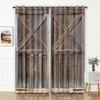 Retro Wooden Door Texture Vintage Barn for Bedchamber Livingroom Space Kitchen Windowpane Drape Contemporary Household Space Decoration 2 Panels