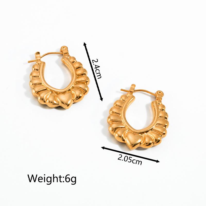 18K Gold-Plated Retro Stainless Steel Earrings Set for Women - Simple Fashion In Titanium Steel
