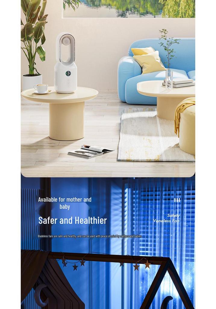 F8 Bladeless Fan & Bluetooth Speaker with Desk Lamp, USB Charging, Oscillation, Creative Design, Digital Display - 2026 Model for Home Use