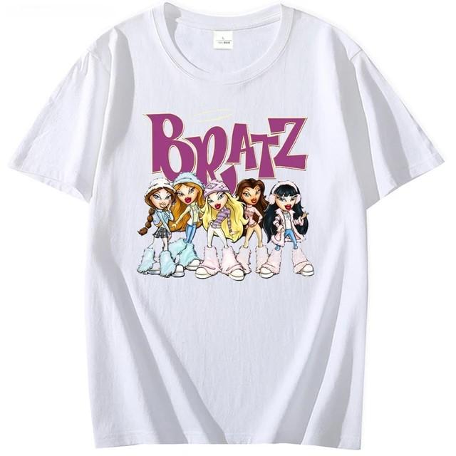 

Жіноча футболка Bratz Y2k 2000 року з мультяшним принтом Харадзюку Рожевий топ Літня мода 2024 року для дівчат З коротким рукавом Красива футболка 90026 S