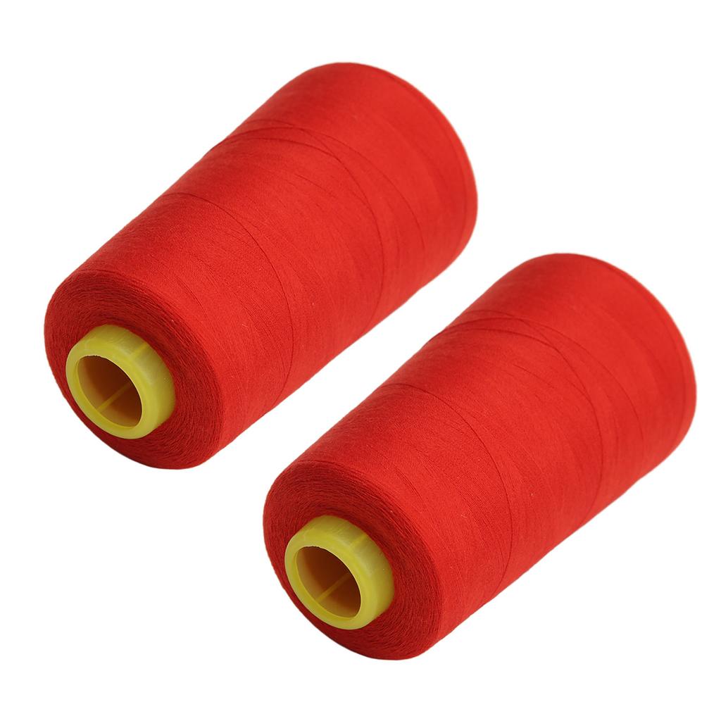2PCS Serger Thread High Strength Sturdy Durable Polyester Red Sewing Thread for Daily Quilting