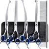 Pet Grooming Scissors Set: Stainless Steel, Round Head, Anti-Scratch Shears for Dog Hair Cutting & Thinning