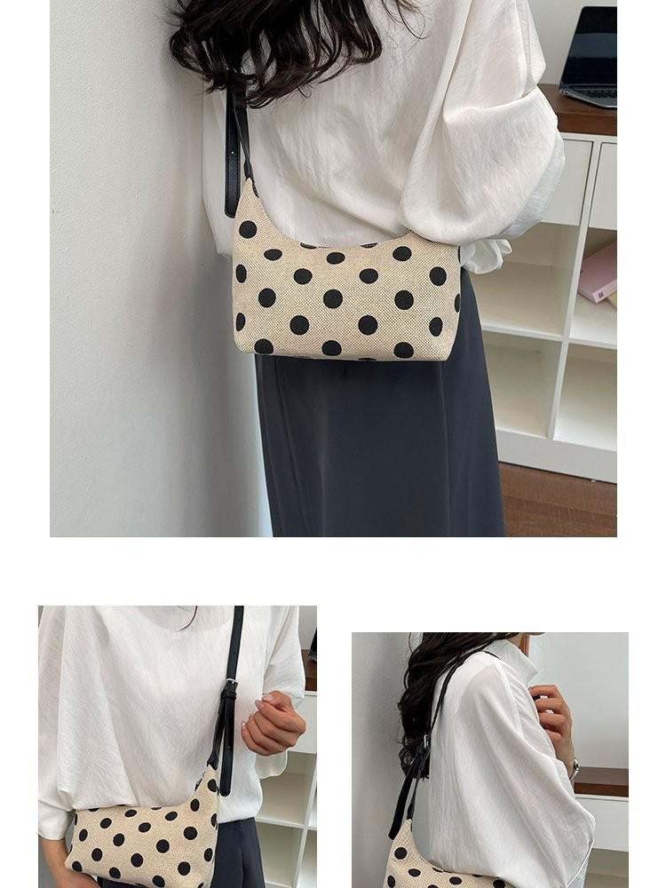 Women's 2026 Polka Dot Canvas Bucket Bag – Trendy Summer Single Shoulder Design