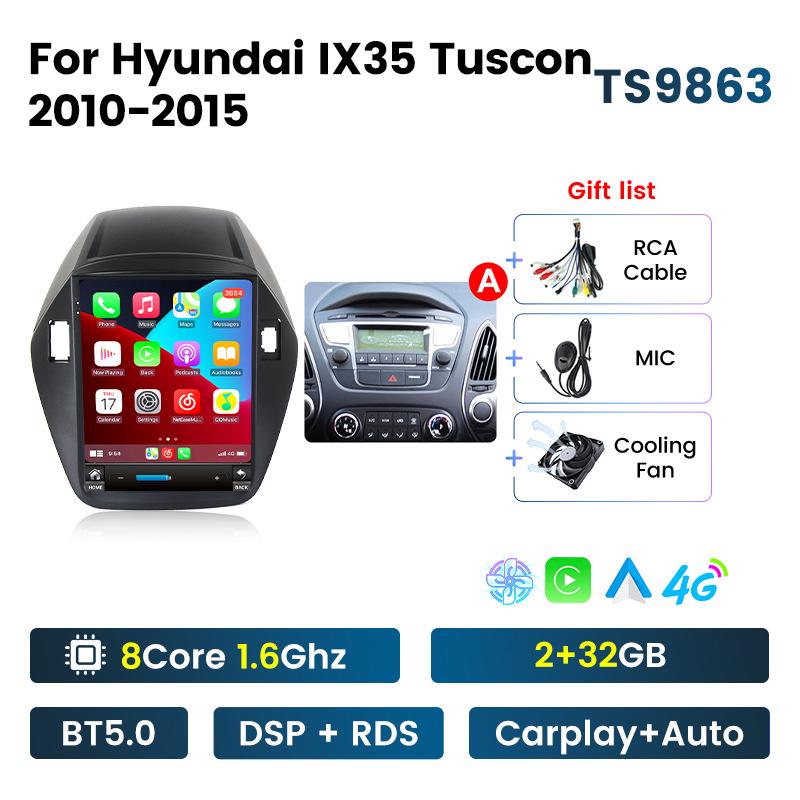 Compatible with 2010-2015 Hyundai IX35 Vertical Screen Android Navigation System for Reverse Imaging.