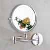 Folding Cosmetic Mirror Wall-mounted Punch-free Bathroom Accessories Telescopic Black Metal Magnifying Beauty Round Wall Mirror