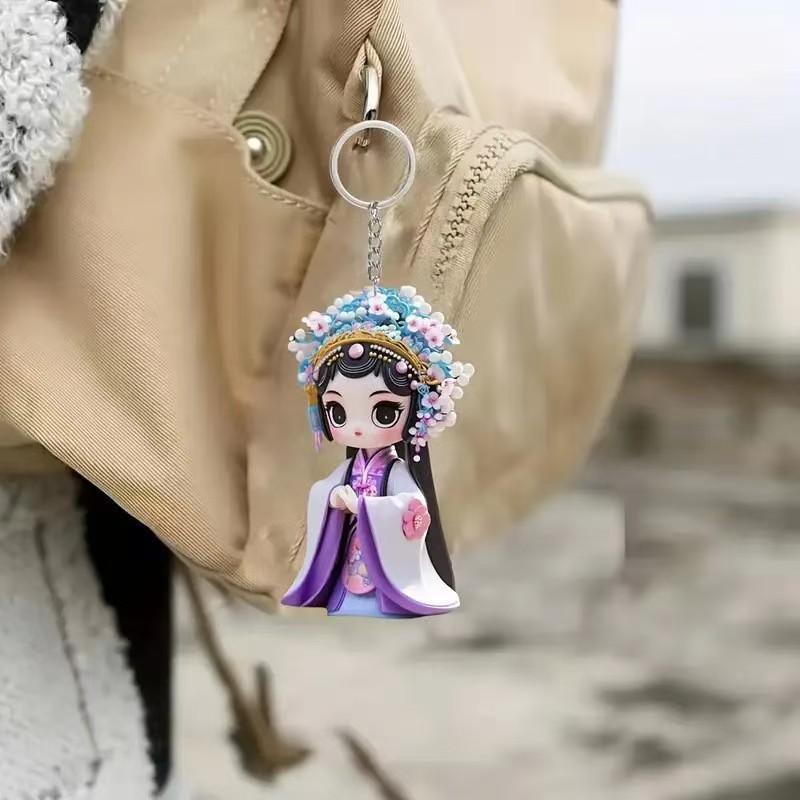 New Cute Little Flower Fairy Pendant Acrylic Cross-Border Flat Car Rearview Mirror Decoration Keychain
