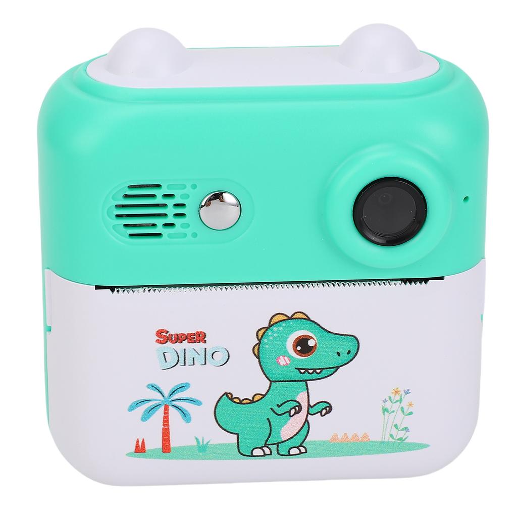 Print Camera Cute Green 24 MP Pixels 1080P Video Thermal Printing Digital Camera Toy with Music