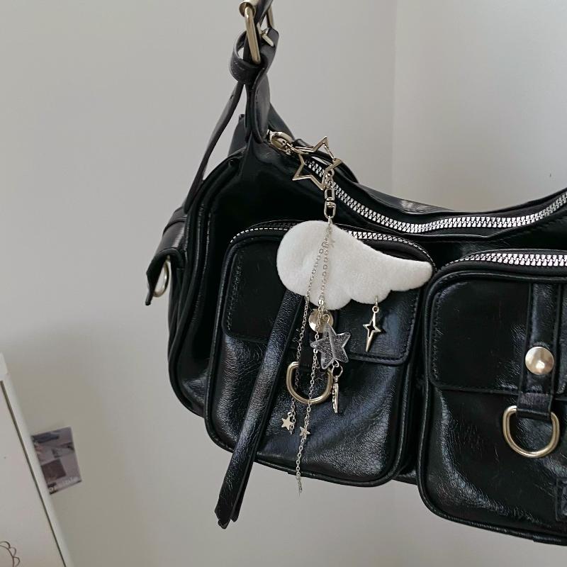 INS Stijl Retro Stof Ster Ketting Vleugel Hanger Sleutelhanger Y2K Engel Mobiele Telefoon Ketting Ornament Decoratie Accessoires Cadeaus