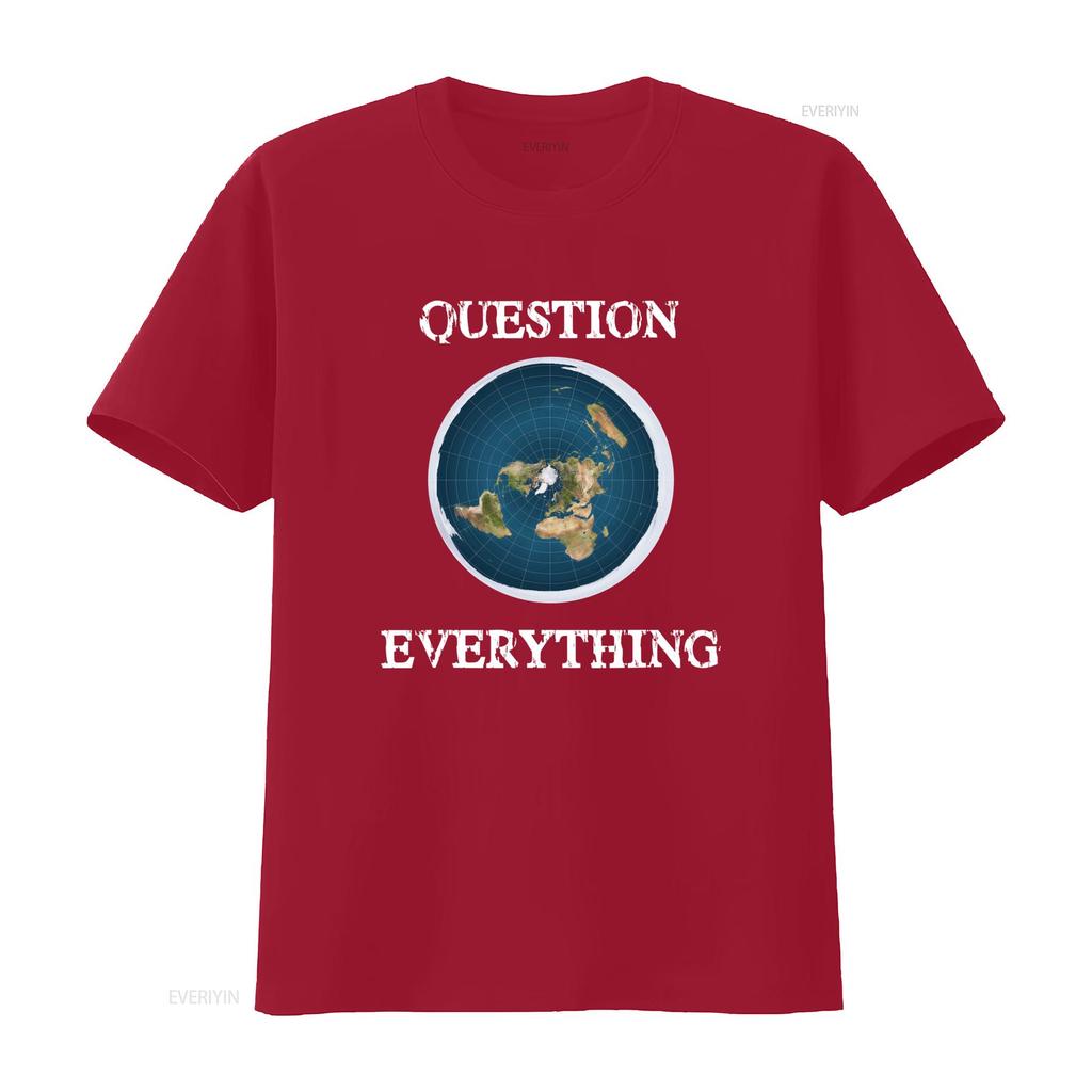 Streetwear Flat Earth Map Question Everything Slogan Print Casual T Shirt vintage Unisex designer clothes fashion Soft