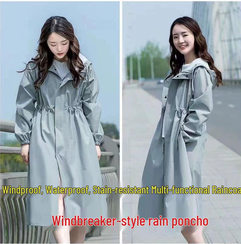 Women's Long Full-Body Windbreaker Raincoat Poncho - Single-Person, Split Type