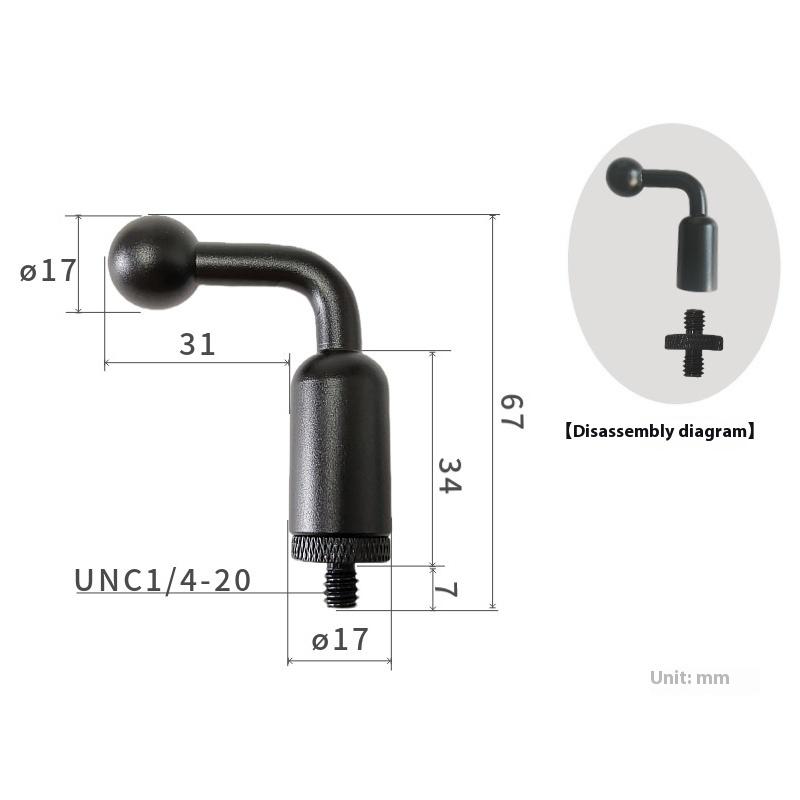 1/3Pcs For 13 12 Insta360 Action 5Pro Pocket 3 Holder Socket Arm Connector Phone Stand 17Mm Ball Head Adapter Mount 1/4" Screw