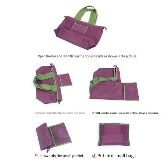 Foldable Shopping Bag Reusable Drawstring Grocery Bag Eco-Friendly Portable Tote Washable Nylon Shoulder Bag for Vegetables Fruits And Small Items