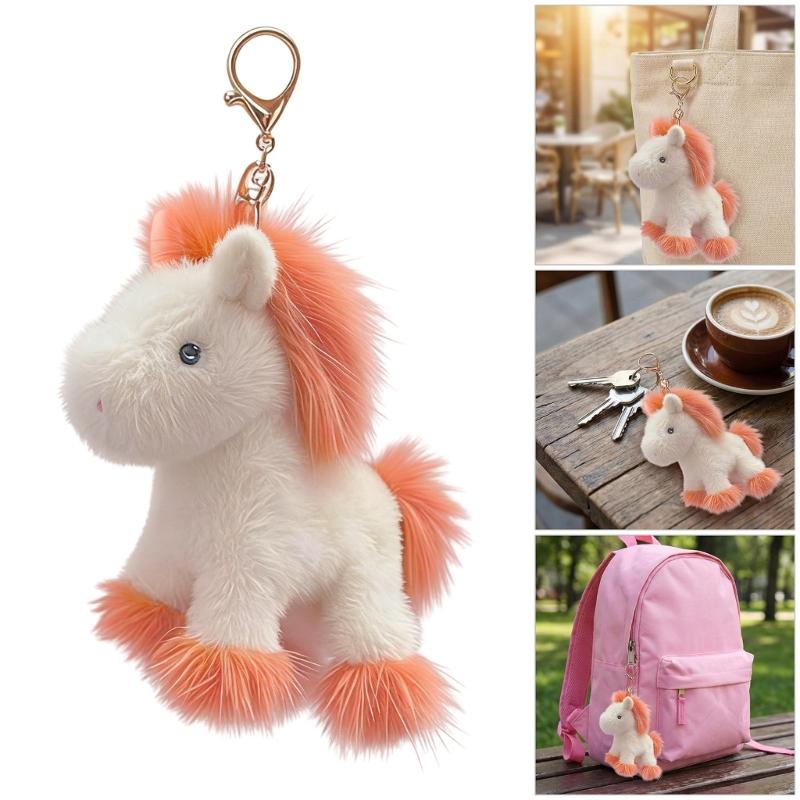 Adorable Horse Plush Keychain Soft PP Cotton Cute Stuffed Animal Toy Bag Hanging Decoration For Girls Gift