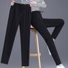 Spring Autumn Large Size Black Sport Pants Women Thin Cropped Pants Loose Middle-aged Mom Pants