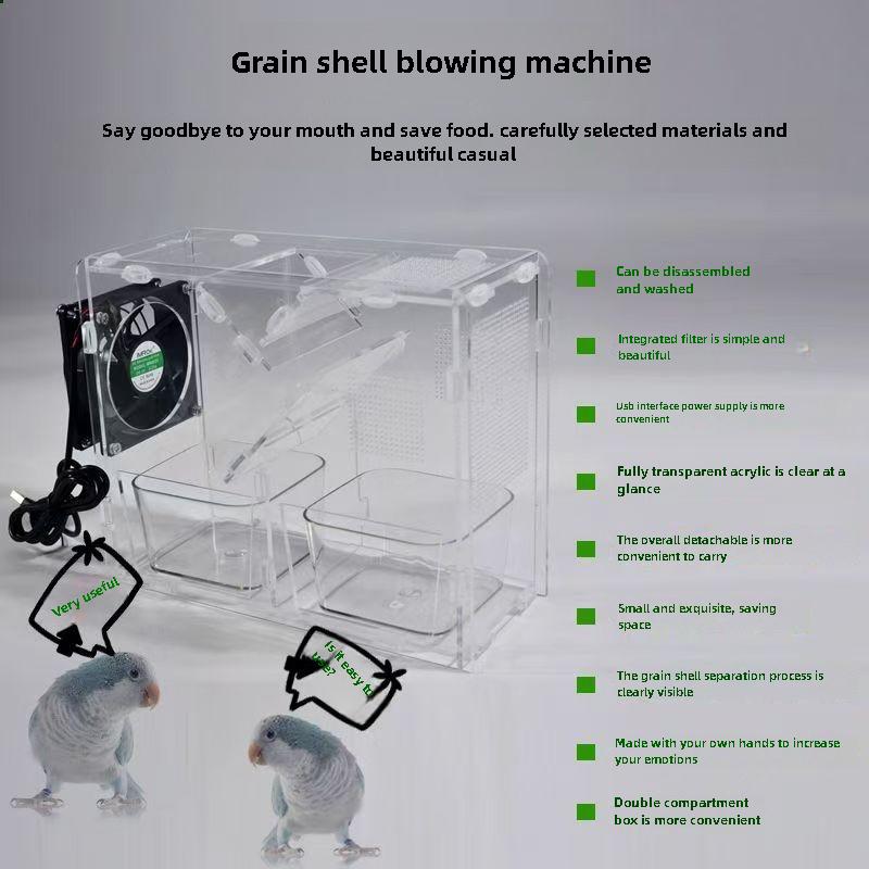 Haushalts-Vogelgetreide-Blasmaschine Waschbar Elektrisch Vogelfutter Getreide Schälen Schalenbläser Vogelzubehör Papageienzubehör
