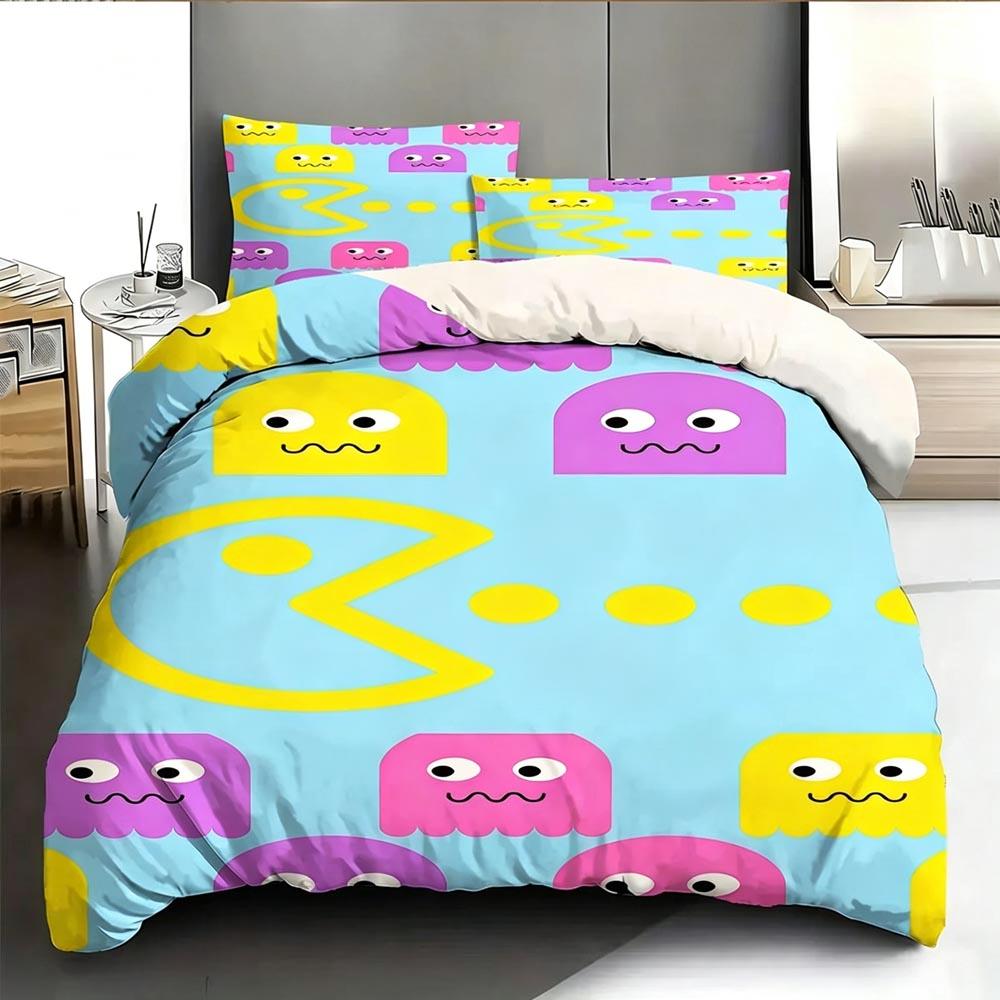 3D Game PPac man Duvet Cover Pillowcase Bedding Set Kids Boy Bedroom Decoration Gift Single Double Large Size