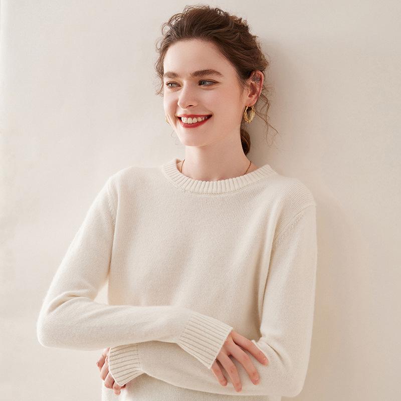 2025 Women's Autumn/Winter Cashmere Round Neck Double-Ply Thick Sweater - Loose, Versatile, Knit Base Layer