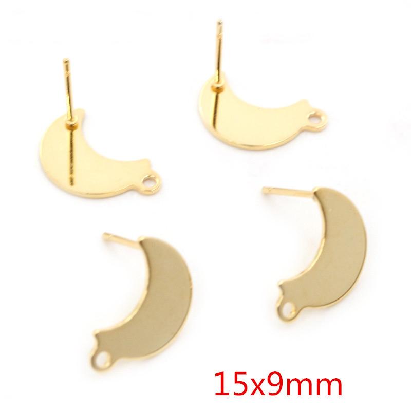 20pcs 316 Stainless Steel Gold Color Geometric Earring Stud Earring Posts Connector For DIY Earrings Jewelry Making Supplies