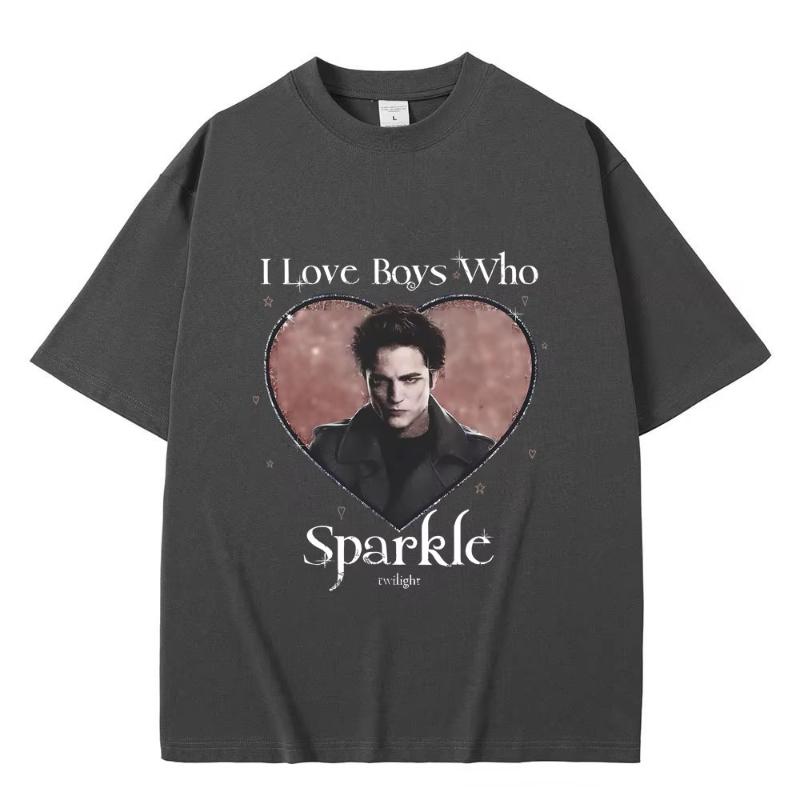 

Movie Twilight I Love Boys Who Sparkle Robert Pattinson Graphic T Shirt Edward Cullen Tshirt Unisex Women Vintage Oversized Tshirt S