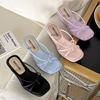 Fashion Temperament, High-end Sense, Black Thick-bottomed Wedge Slippers, Women's Summer Outer Wear Heightening Sandals