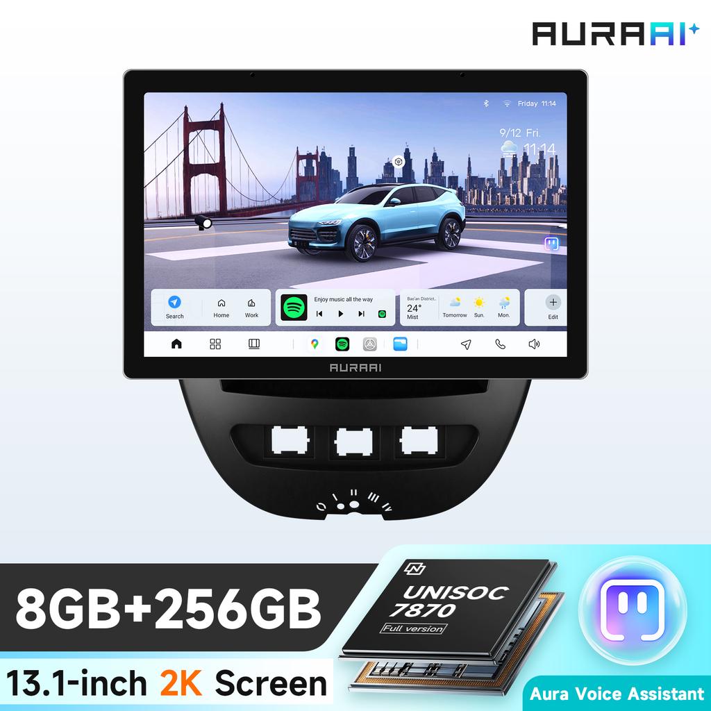 OSSURET Intelligent 2K Screen Carplay Android Auto for Peugeot 107 2005 Citroen C1 2014 Toyota Aygo Car Infotainment Multimedia Player GPS Bluetooth
