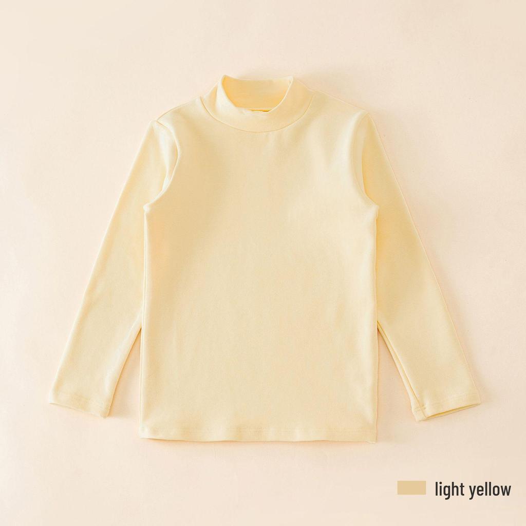 2024 Kids' Warm Long-Sleeve Mid-Collar Cotton T-Shirt for Autumn & Winter