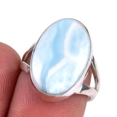 Natural Republic Larimar Edelstein 925 Sterlingsilber Geschenkring S.7 p1d46