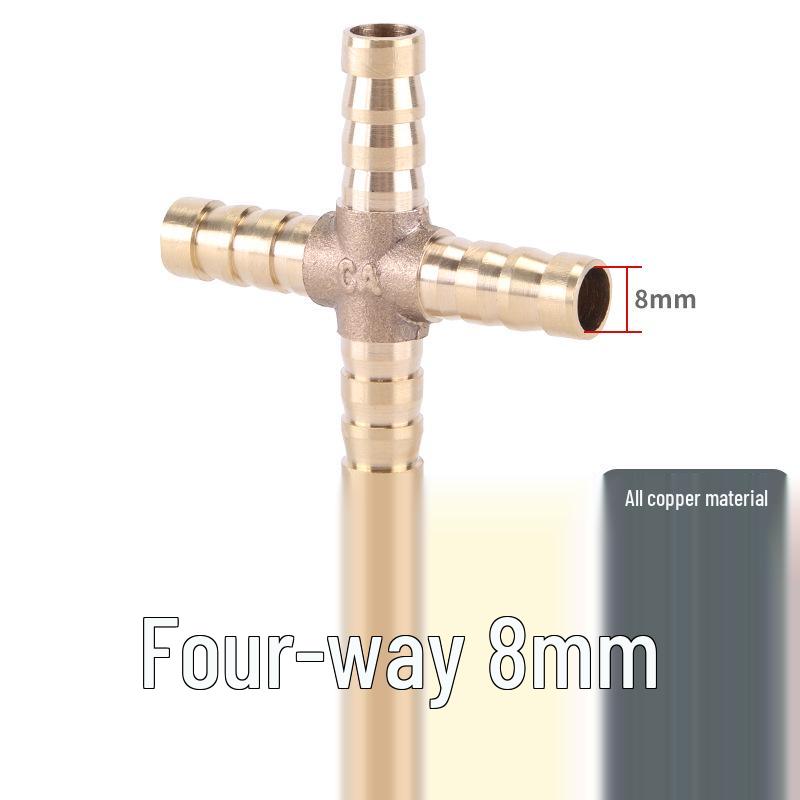 Brass Green Head Pagoda Straight-Through 2-Way or 4-Way Tee Fitting, Compatible with 6-16mm Tubing