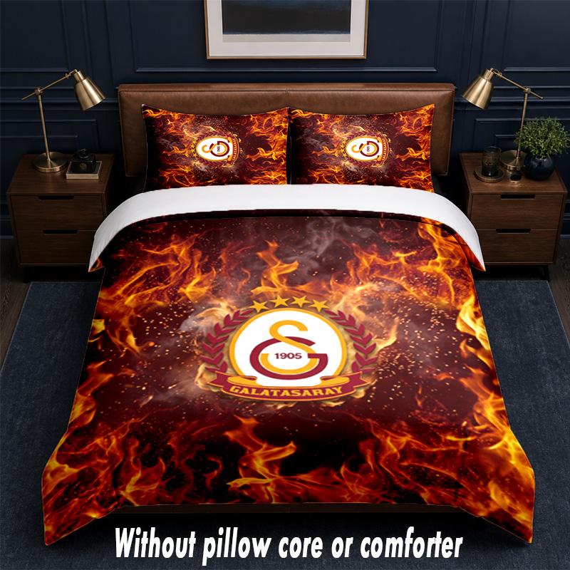 Set Biancheria da Letto Design Galatasaray FC 1 Copripiumino + 2 Federe Morbido Traspirante Biancheria da Letto per la Casa