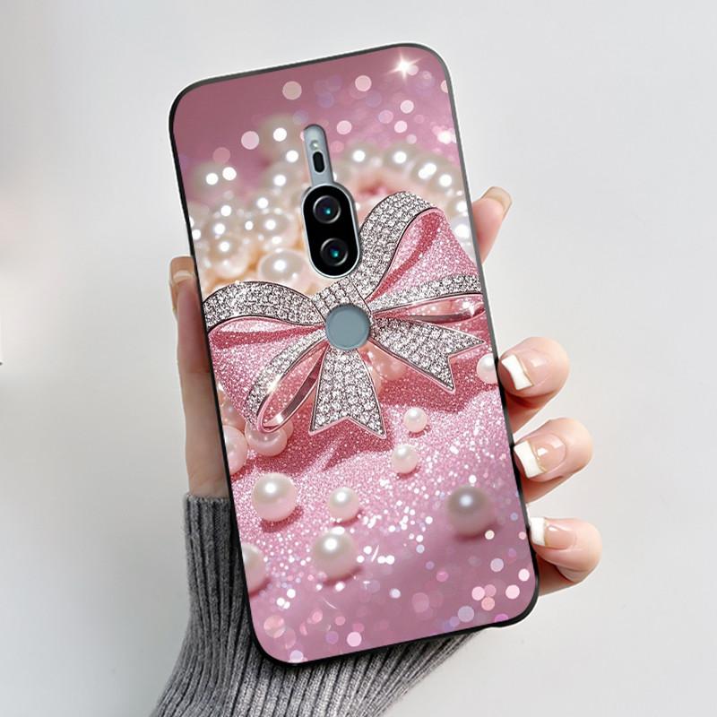 Per Sony Xperia XZ2 Premium SOV38 H8166 H8116 Custodia per Telefono Estetica Moda Gatto Carino Cartone Animato Nero Tocco Morbido Posteriore Cover in Silicone