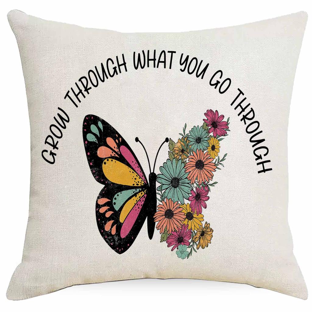 Western Summer Butterfly Bee Flower Pillowcase Home Sofa Cushion Pillowcase Decoration
