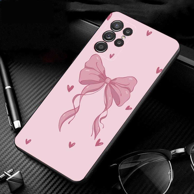 Phone Case For Samsung Galaxy S26 S25 S24 S23 S22 Ultra S23 S22 S25 Plus S24FE S23FE S26Edge Cute Pink Heart Bow