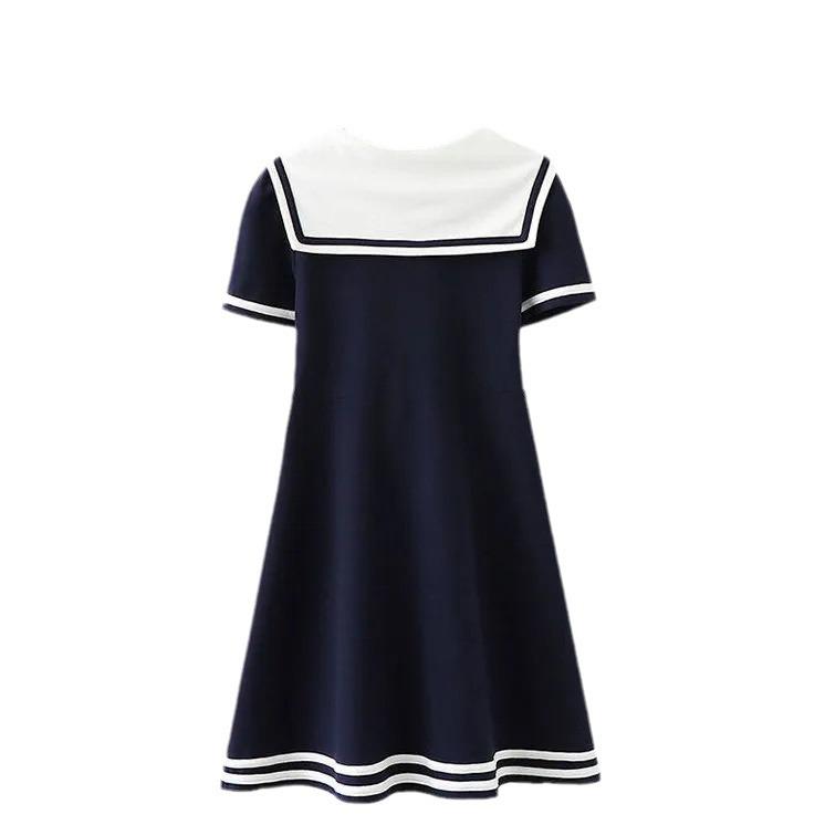Girls' Navy College Style Summer Dress - Princess Skirt for Ages 12+