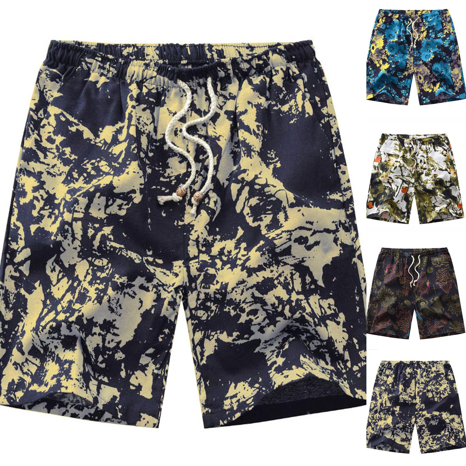 

Мужская мода с принтом льняные повязки карманы по колено брюки брюки шорты