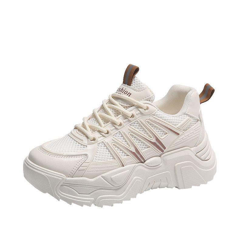 Womans White Leather Casual Shoes Summer  Breathable Chunky Sneakers Women Basketball Shoes Outdoor Trainers Tenis Mujer