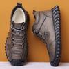 fleece snow boots fleece leather cowhide shoes platform men's cotton shoes fur integrated men's shoes