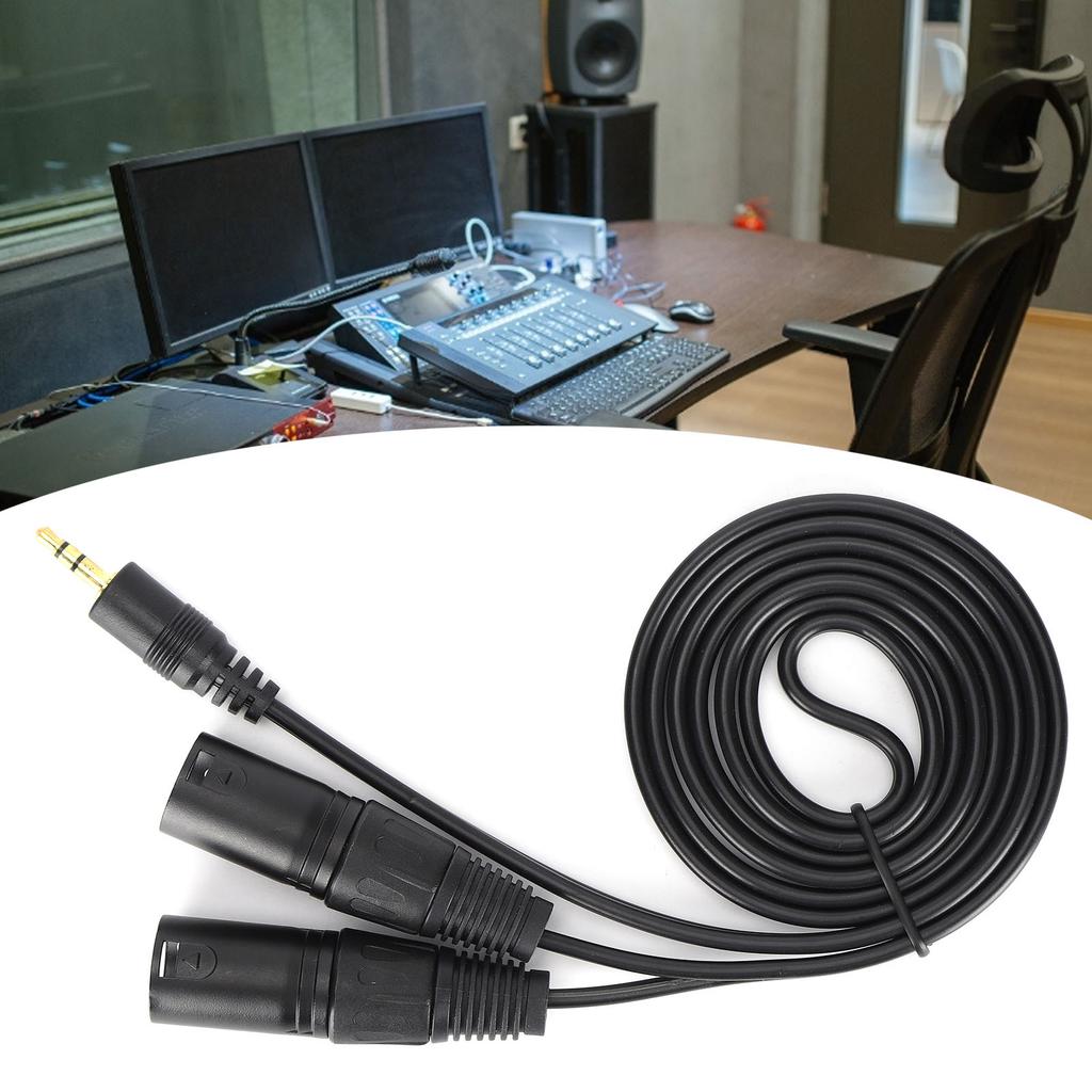 Microphone Cable 3.5mm Connector To Dual XLR Male Adapter Interconnect Patch Cord