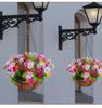 Frühlingsblumen-Hängekorb mit Schleife - Kranz Heimdekoration