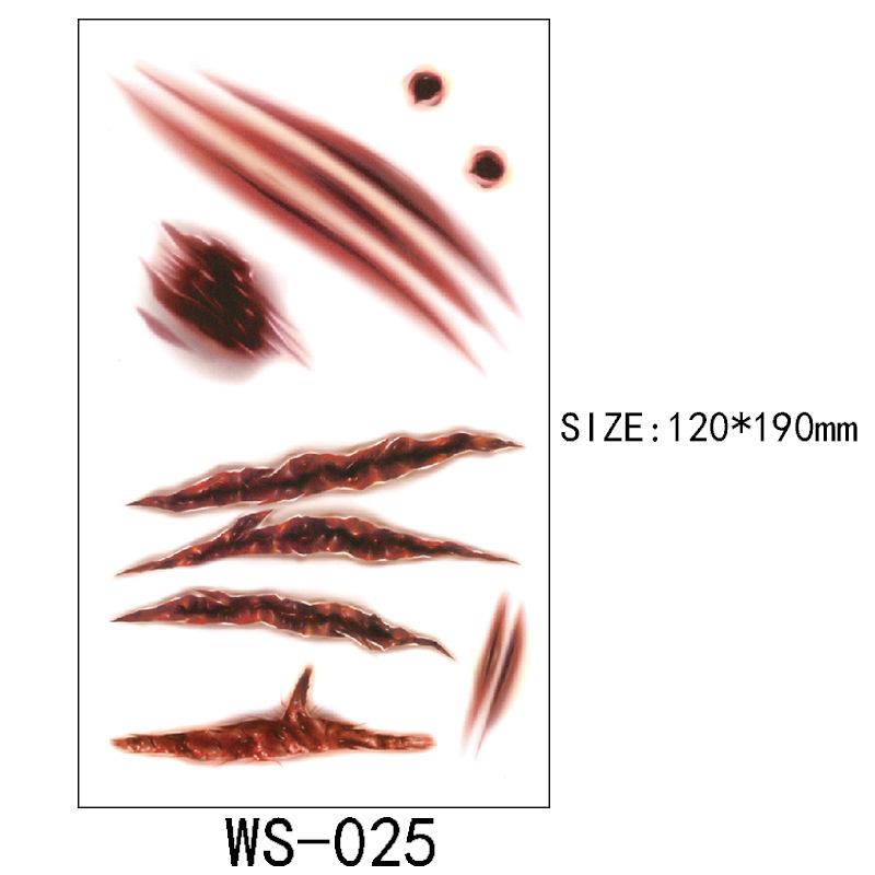 Halloween Tetovací samolepka Rána Jizva Horor Zábavný Kostýmová párty Samolepka na obličej Tetování